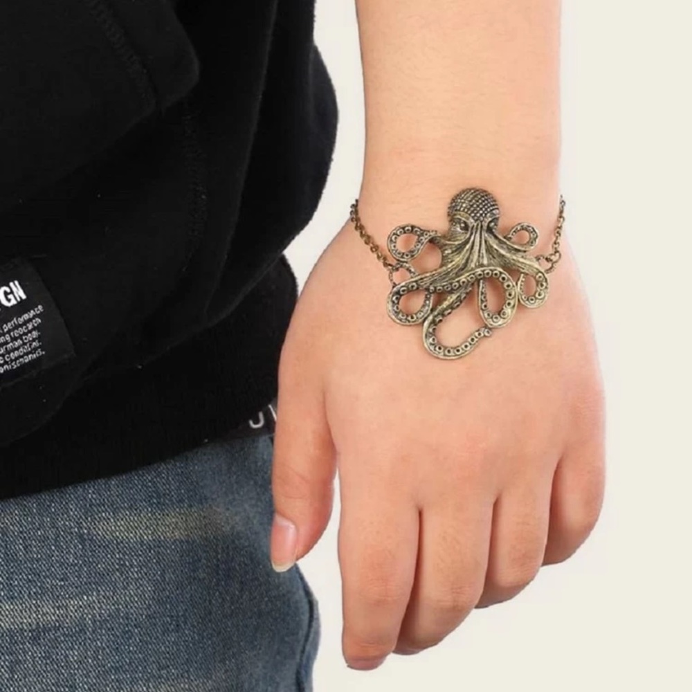 🐙 Awesome Chainlink Octopus Kraken Squid Bronze Tone Bracelet 🦑